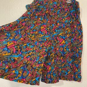 Vintage 80s Diana Marco Abstract Multicolor Rayon Bermuda Shorts Size 22